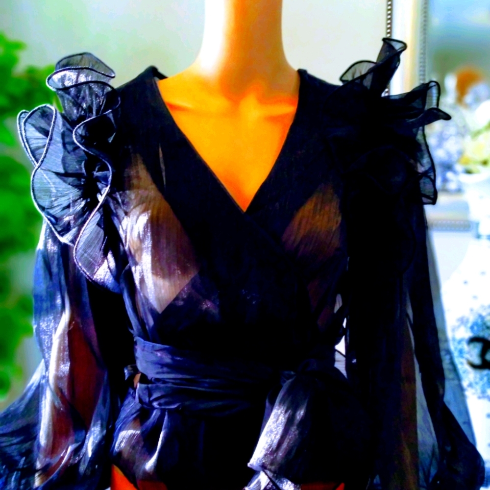 Elegant Black Ruffle Blouse